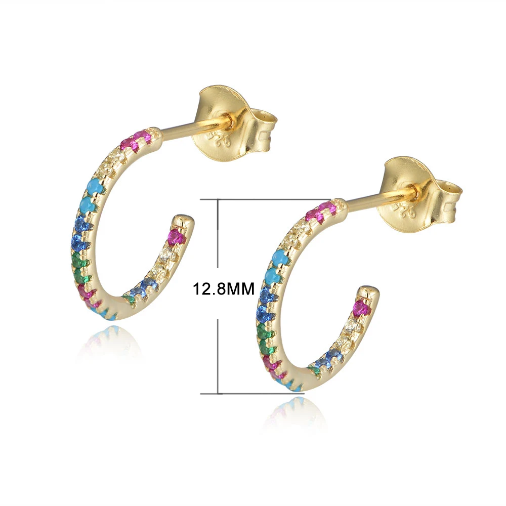  Peishang 925 стерлингового серебра 18K позолоченные радужные Разноцветные Циркон C формы манжеты