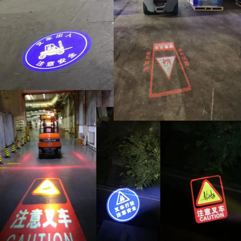 Forklift Led Gobo Safety Projector Spot Light Adjustable Focus Warehouse Caution Floor Marker Safety SIGN Custom Logo zone light