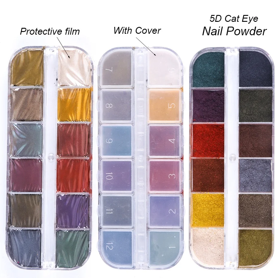 Hot-selling Acrylic Powder High Pigment Nail Set Nail Glitter With 12 Colors Glitter Fashionable Sequin Nail Mirror Powder