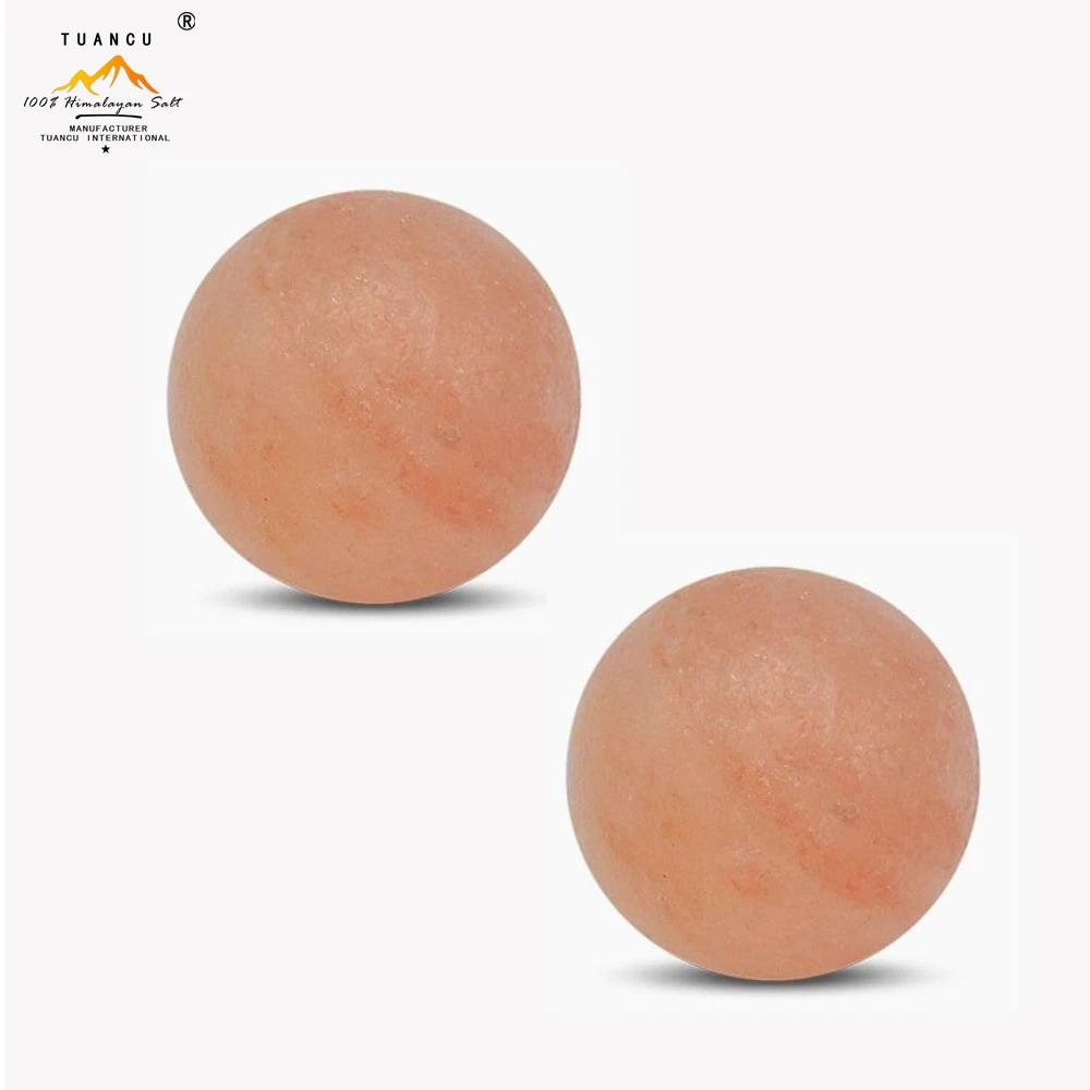 Mini Spa Natural Himalayan Salt Massage Ball Bamboo Bath Massage Ball Pink Salt Ball