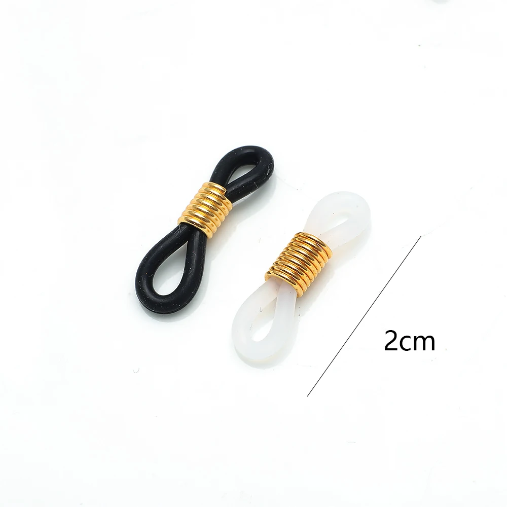 Zhubi 20MM Rubber Eyeglass Buckles Gold Silver Alloy Connectors Retainer Ends Rope Sunglass Cord DIY Jewelry Making Accessories