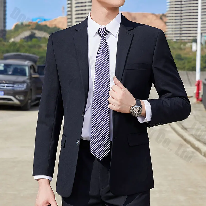 High Quality Gentlemen Wear Groom Wedding Suit Single Breasted Slim Fit Navy Blue Classic Men Suits