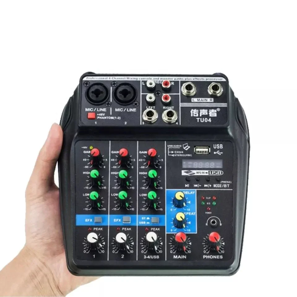 TU04professional BT микшерная консоль запись 48В монитор AUX Пути Плюс эффектов 4 каналов аудио микшерный пульт