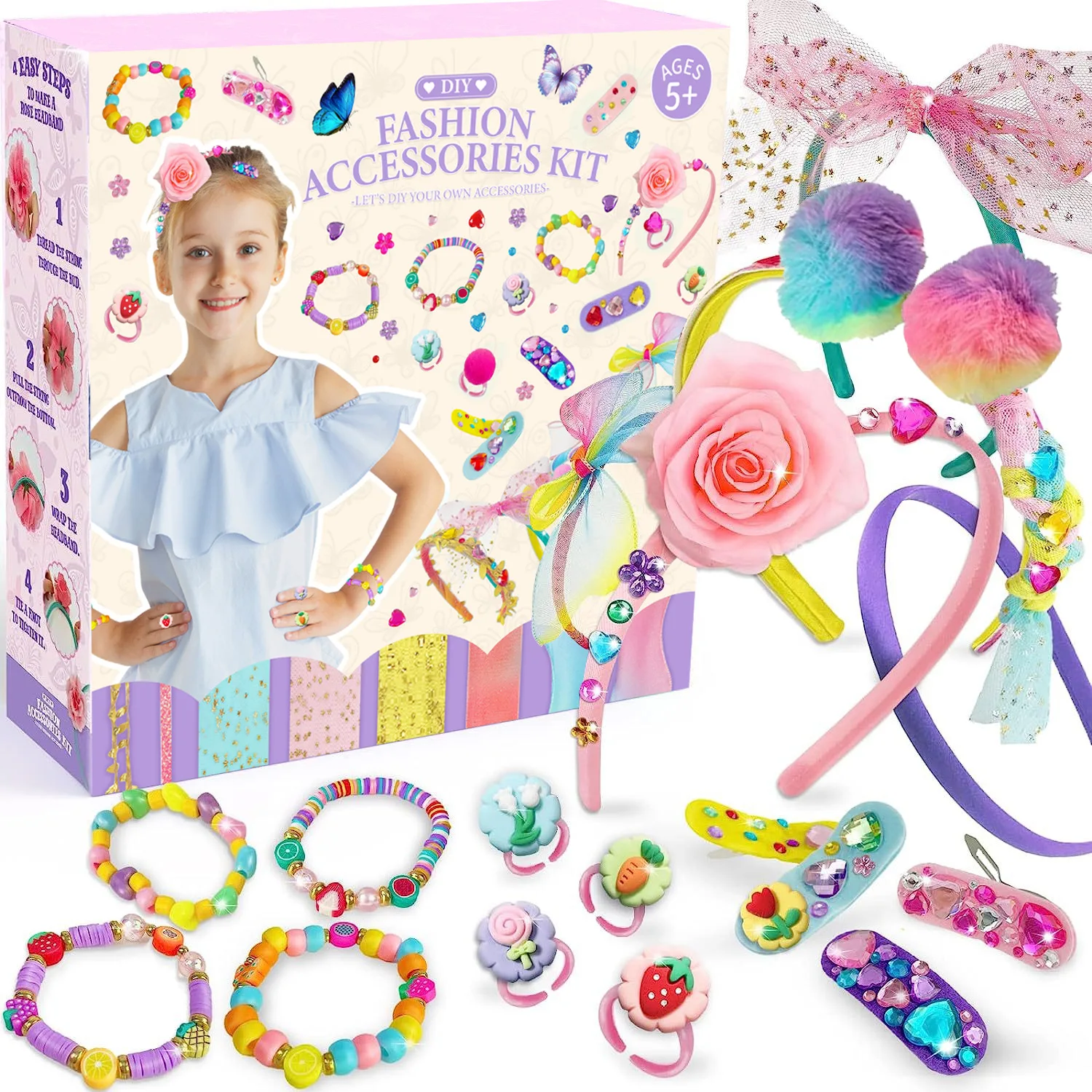 2024 New Arrival DIY Headband Art&Craft Kits for Girl Make Your Own Beautiful Headband for Kids
