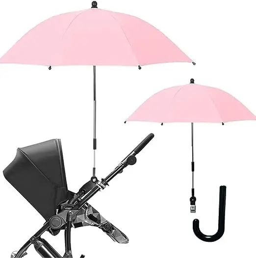 Universal Parasol Sun Shade for Pushchairs and Buggies Sun Protection Baby Stroller Umbrella 360° Adjustable Outdoor Windproof