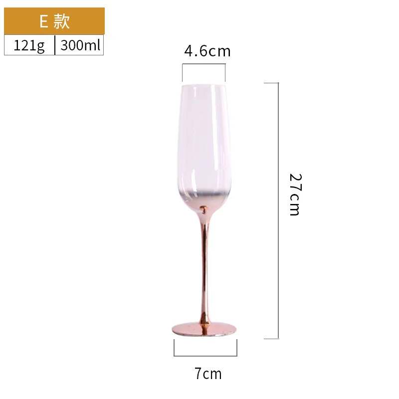 European and American custom gradient electroplated crystal glass wine golden tall champagne goblet