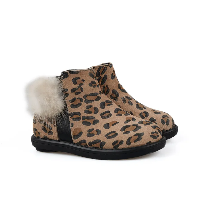 
Classic Leather 1 2 Years 24 Hours Comfort Flat Winter Fashion Boutique Wear Baby Girl Shoes Leopard Ankle Boots Kids 