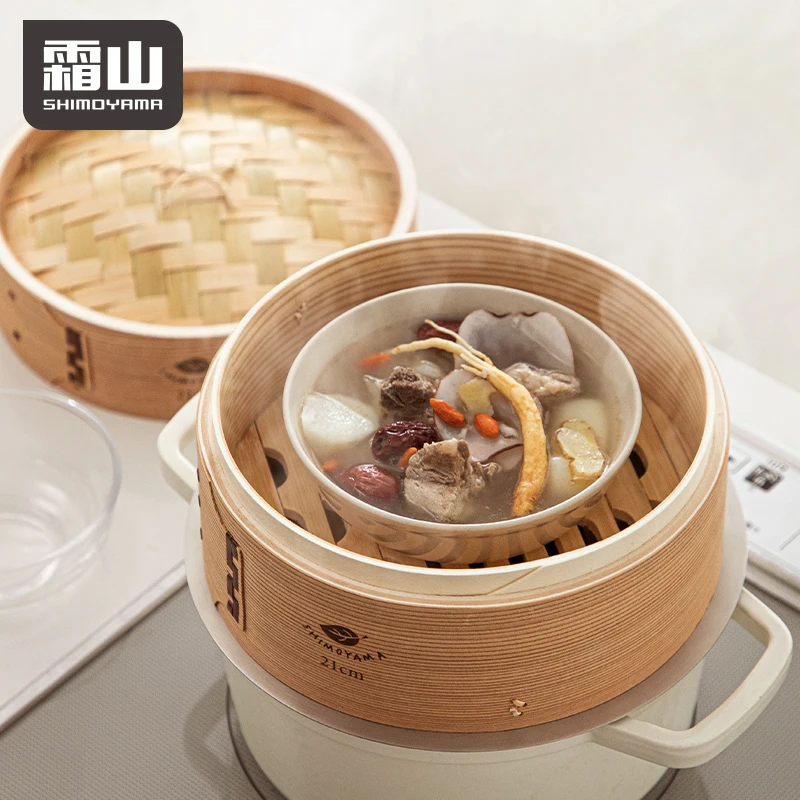 SHIMOYAMA Chinese Bamboo Steamers Basket for Dim Sum Soup Dumpling Cooking Bamboo Steamer