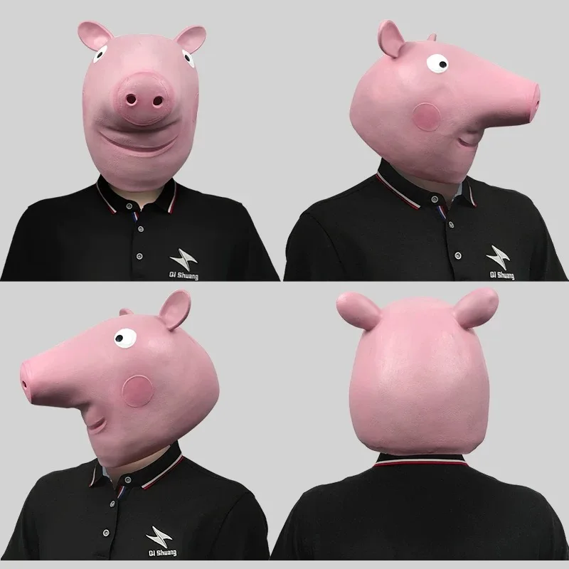 Realistic Pig Mask Funny Animal Disguise Mask Carnival Full Head Soft Rubber Latex Party Masks for Adults