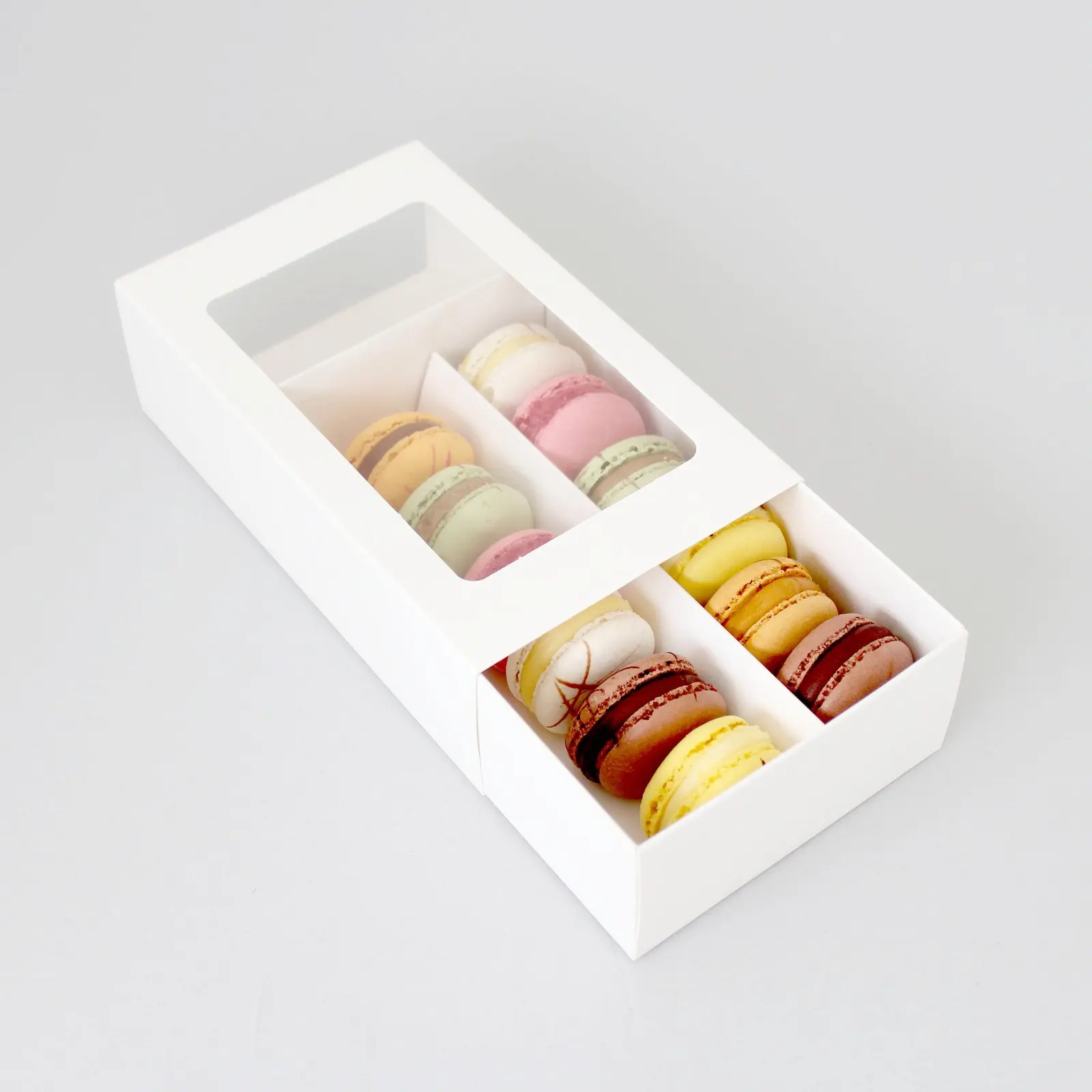 macaron packaging box  individual with cold pad for delivery caja macarons con visor