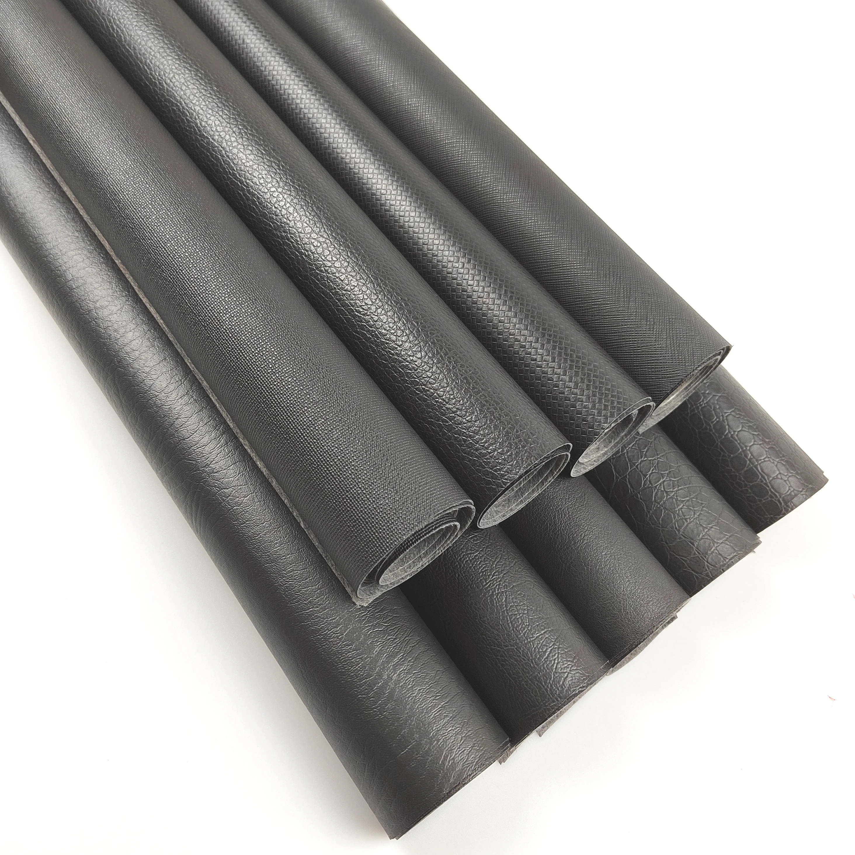 Black PVC imitation leather with various patterns suitable for footwear, luggage, furniture, clothing, leather bag decoration,