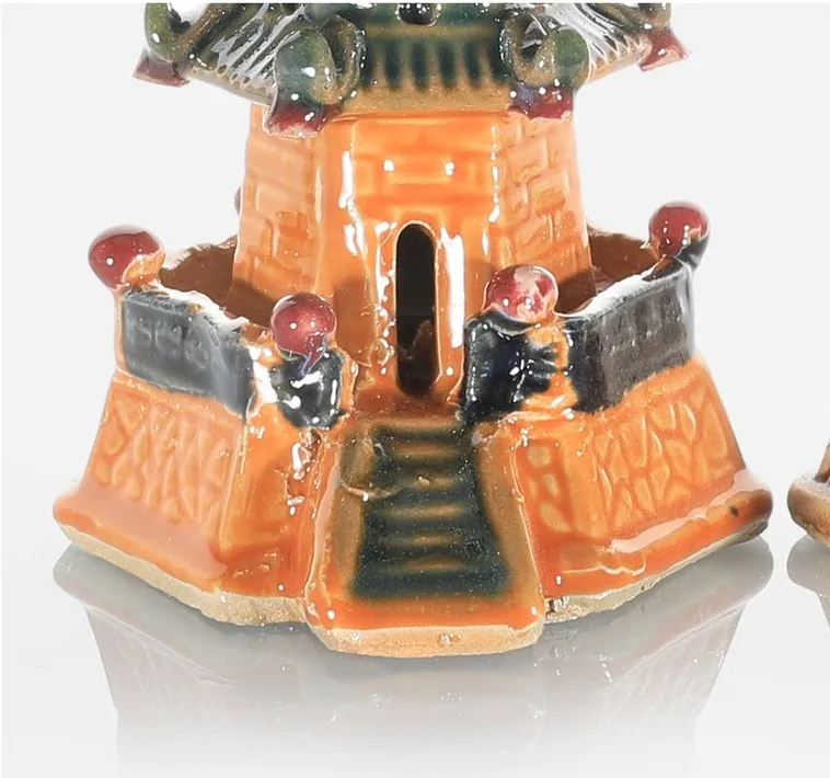 New Design Aquarium Ceramic Crafts Fish Tank Landscaping Ornaments Ceramic Hexagonal Pagoda Aquarium & Accessories