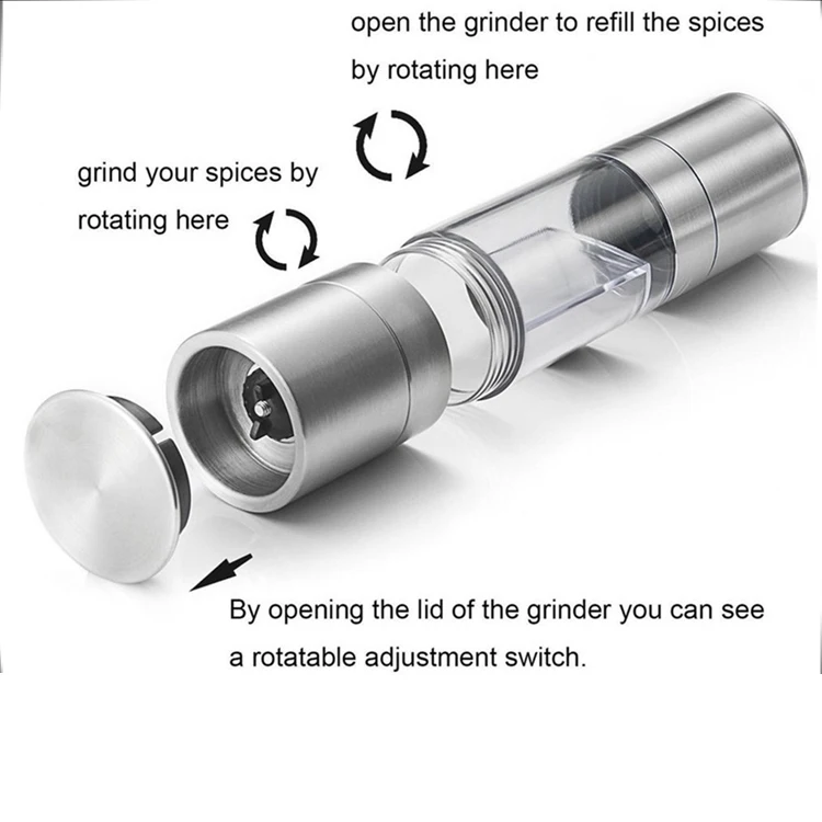 2 in 1 manual salt and pepper grinderpepper Mill  with double ended design