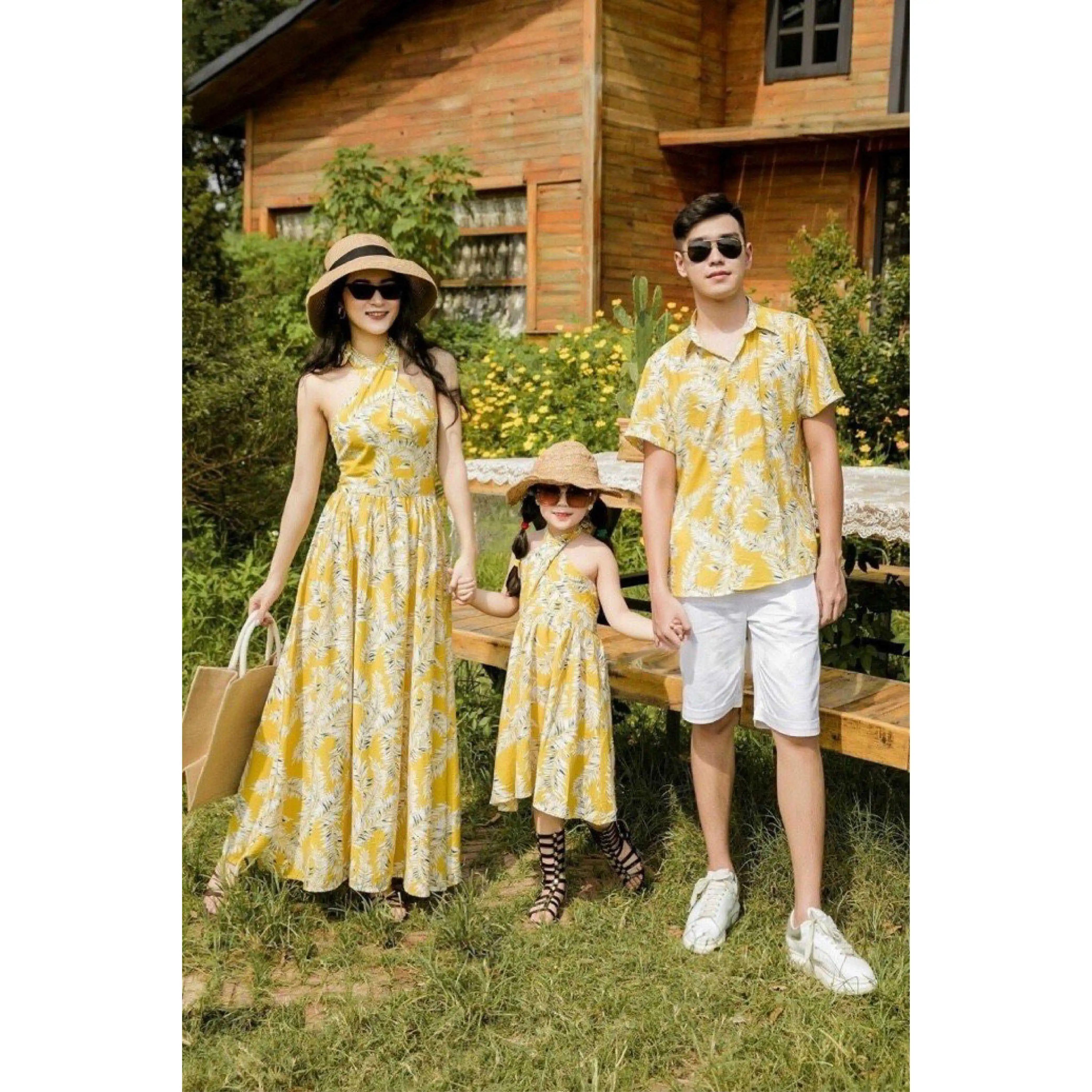Sahulu Fashion - Tropical Yellow Family Set Best Material Export From Vietnam