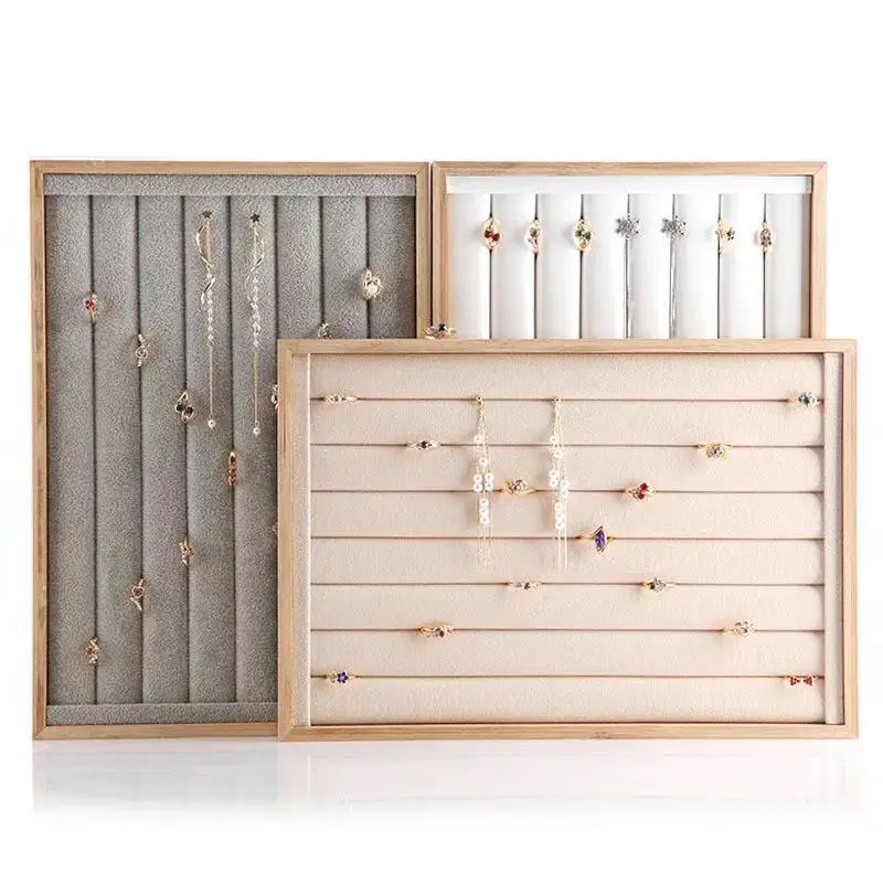 MYDARB Wooden various suede jewellery ring display tray