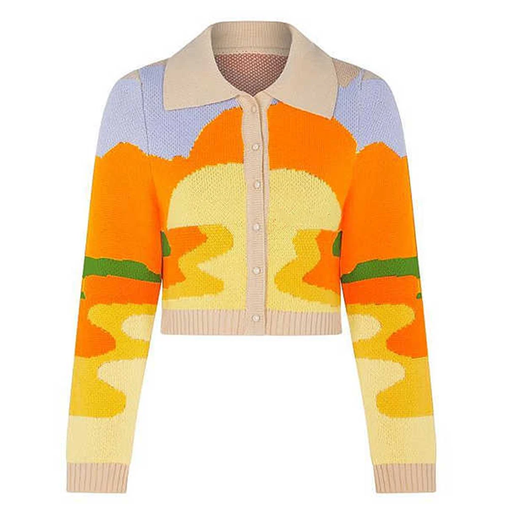 Custom OEM & ODM LOGO Sweater women Jacquard  knitwear ladies jumper Girls winter knit top cardigan women knitted sweater