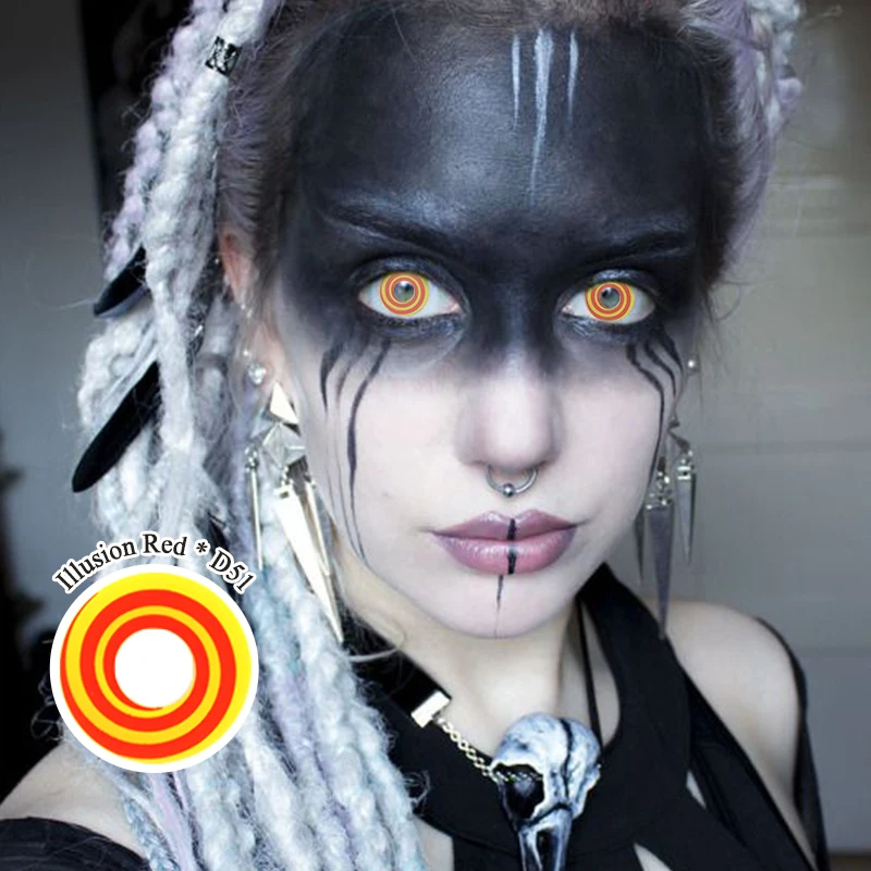Cosplay Crazy Halloween Yearly Color Lens Spiral D1 Black White Rinnegan Contact Lenses