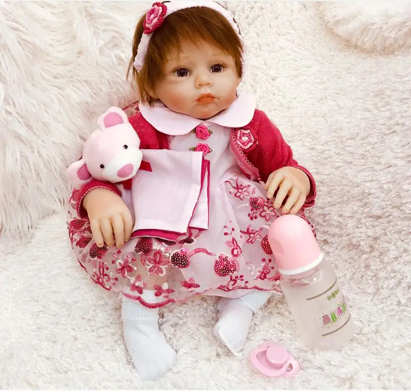 Style 22 Inch Reborn Baby Doll Soft Silicone Touch Real Cosplay Gray Rat Boy with Rooted Mohair Baby Doll New Desi