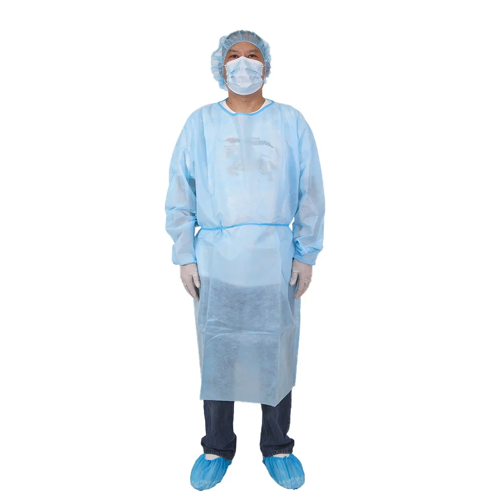 level 1 2 3 4 doctor gown disposable Embossed film pp pe coated disposable blue isolation gown