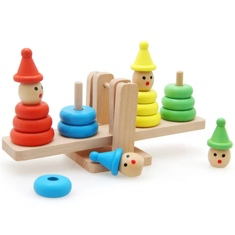 Детская деревянная Радужная игрушка-укладчик клоуна весы настольная балансировочная игра детская игрушка для раннего развития