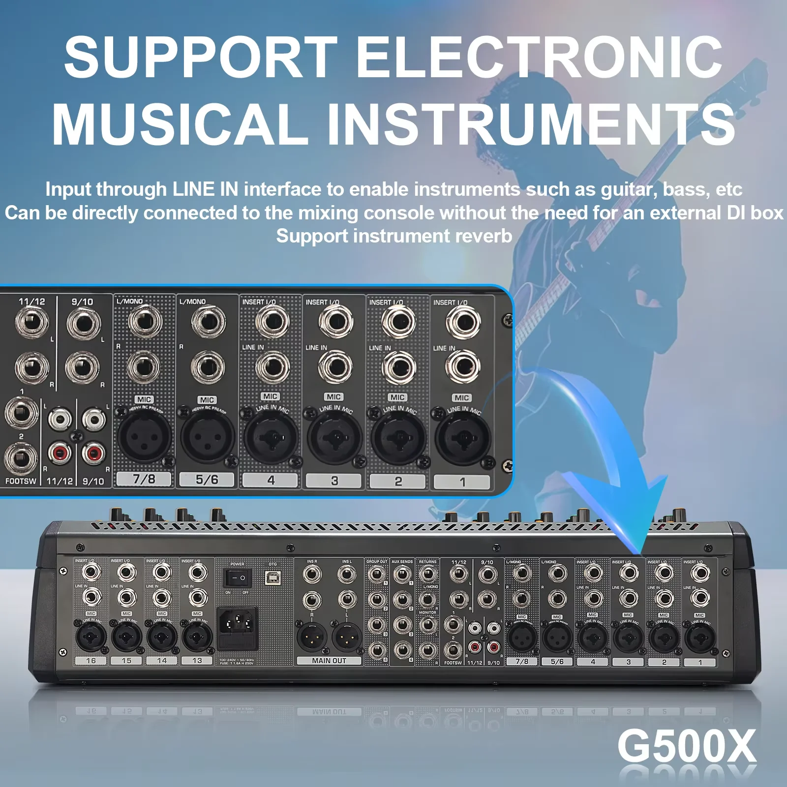 G500X-24 высококачественный 24-канальный двойной 99DSP/Bluetooth/USB аудио эхо звуковая консоль USB цифровая микшерная