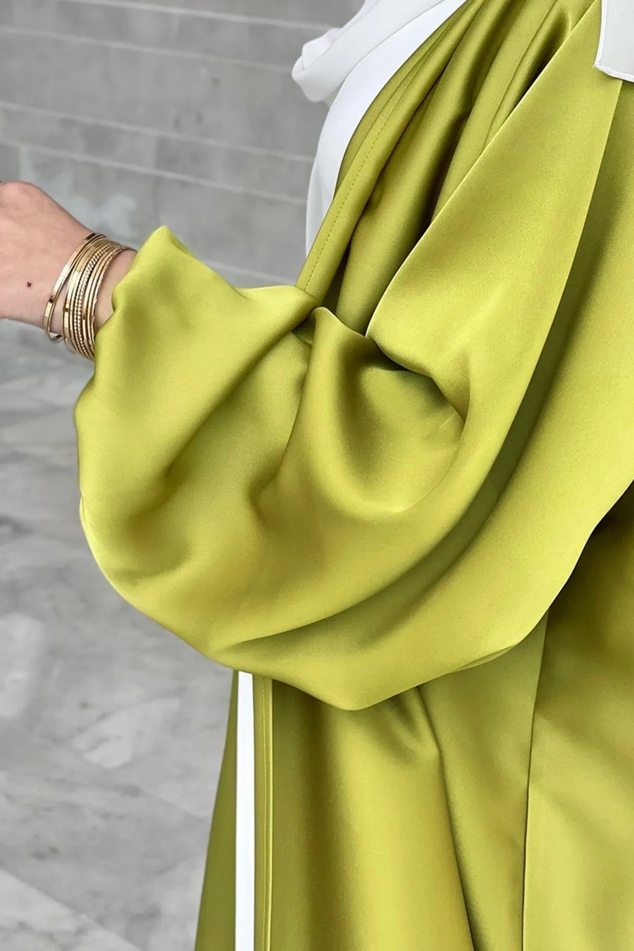 Solid Color Dress Islamic Arabic Layered Long Cardigan Fancy Dubai Open Women Muslim Dress