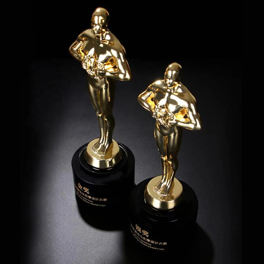 Little Golden Man Oscar Trophy Customized Crystal High-end Creative Excellent Staff Annual Meeting Film Actor Award