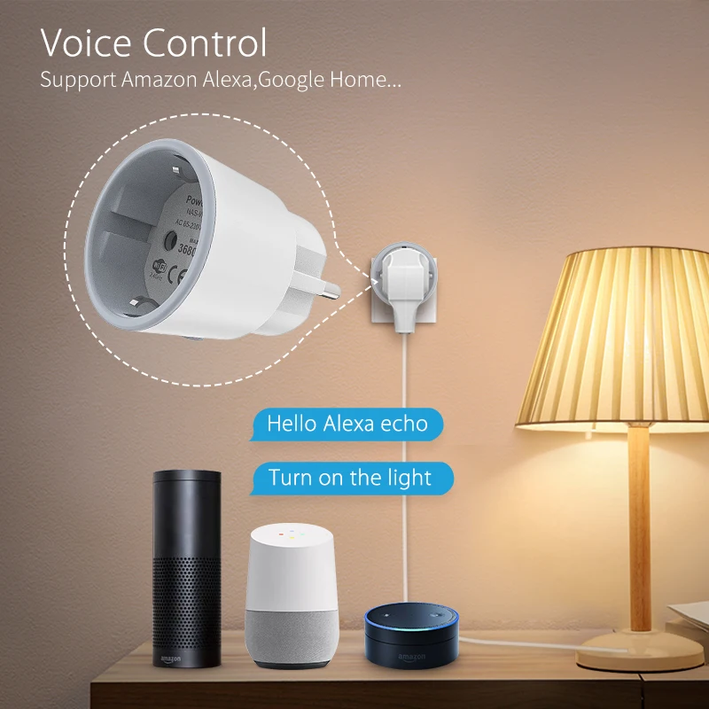  Alexa совместимых портативный пульт дистанционного управления зарядки электрический таймер розетка wifi беспроводной 16A измеренной мощности tuya