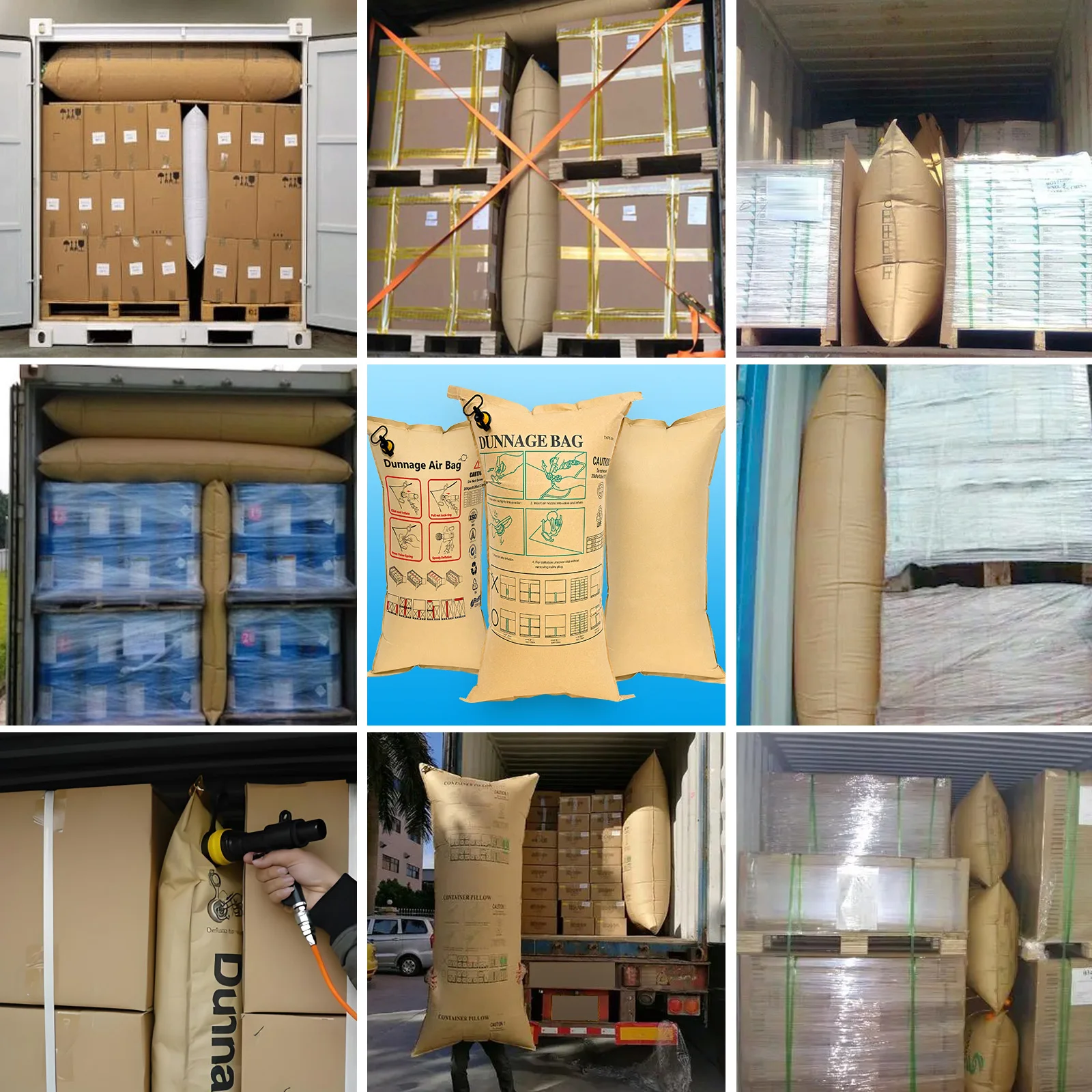 Inflatable Air Dunnage Bag Container Shipping Logistic Transport Package Made PP Woven Kraft Paper Kraft Protective Film Packing
