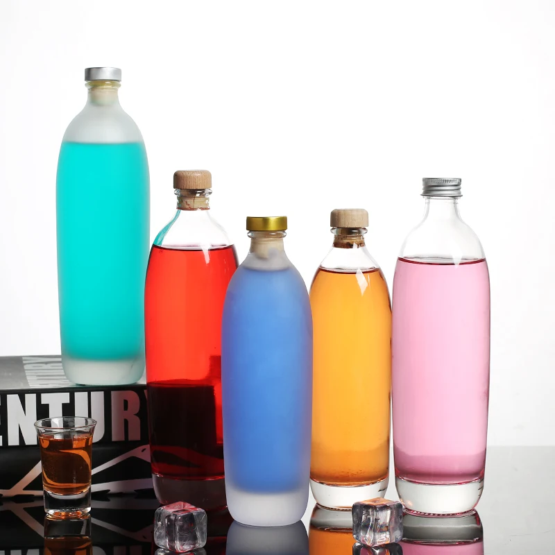 
New Style Luxury Round Flat Wine Bottle Frosted Wine Bottle Bulk Wine Champagne Bottles 