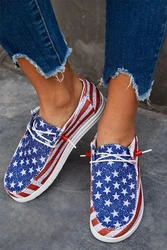 Free Shipping New Arrival Women Soft Slip On Canvas Shoes Women American Flag Printed Shoes