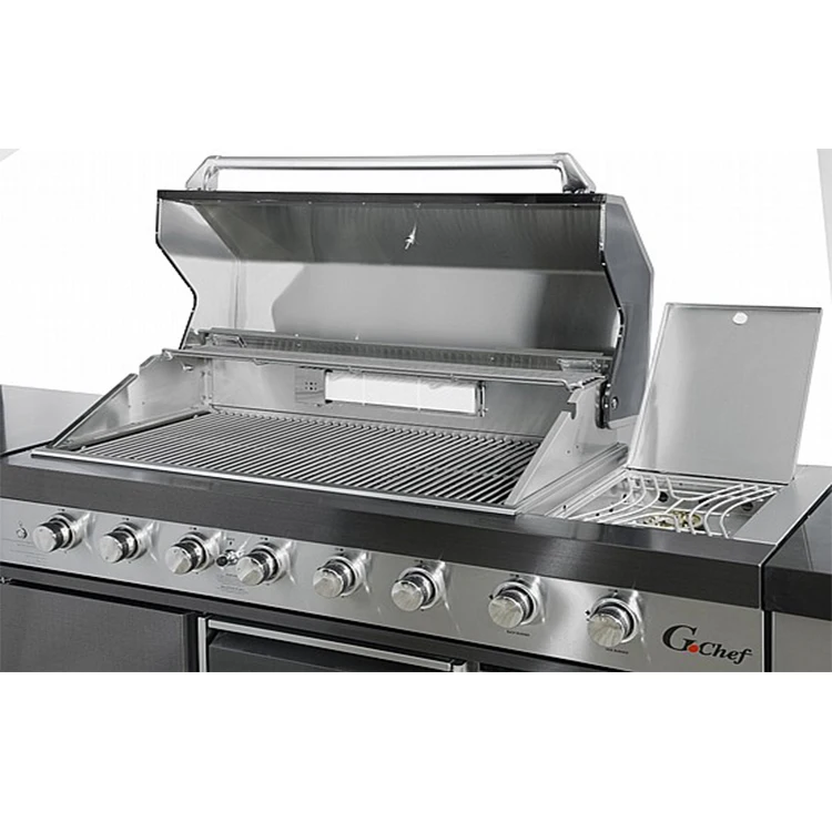 Outdoor Kitchen Stainless Steel BBQ Grill with Frid Cabinet and Sink for Garden Cooking