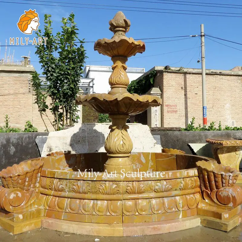 Large Natural Solid Granite Water Fountain with Carved Duck Statues for Outdoor