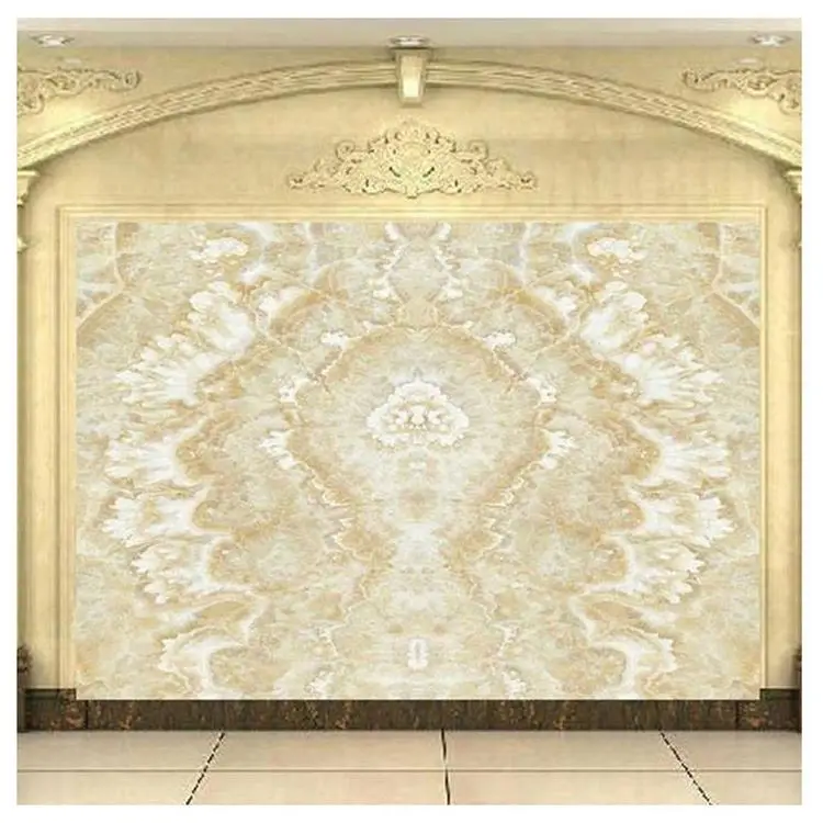 Beautiful Polished White Jade Onyx Marble Stone Slabs For TV Background