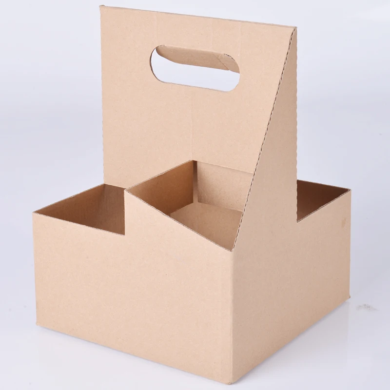 Eco friendly take away kraft paper cup holder coffee cup carrier