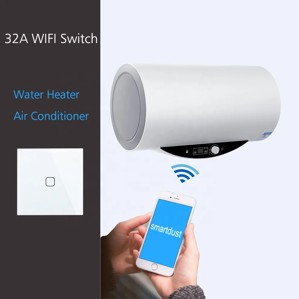 Smartdust Alexa Google Home Voice Remote Control Tuya eWelink APP 32A Big Power Glass Touch Wall Electric Wifi Heater AC Switch