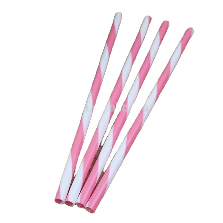 BPA-Free Red and white stripe acrylic straws,  Reusable Plastic Thick Drinking Straws