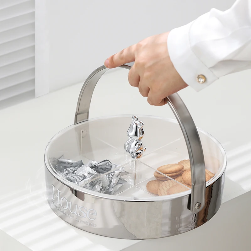 OSBORN Hot Selling Ceramic Dessert Tray Basket Dried Dry Fruit Plate Lace Candy Plate With handle