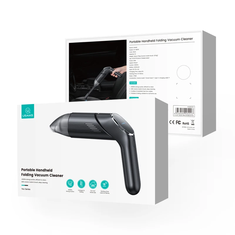 USAMS car accessories 2023 foldable high pressure cordless car carpet cleaners dry portable mini vacuum cleaner