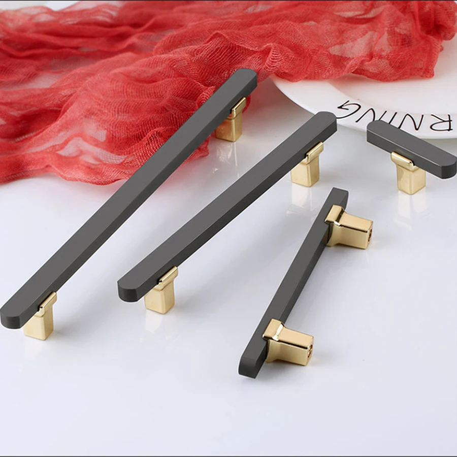 Zinc Alloy Aluminum Simple European Style Decorative Kitchen Cabinet Pulls Wardrobe Drawer Pull Knob Handles