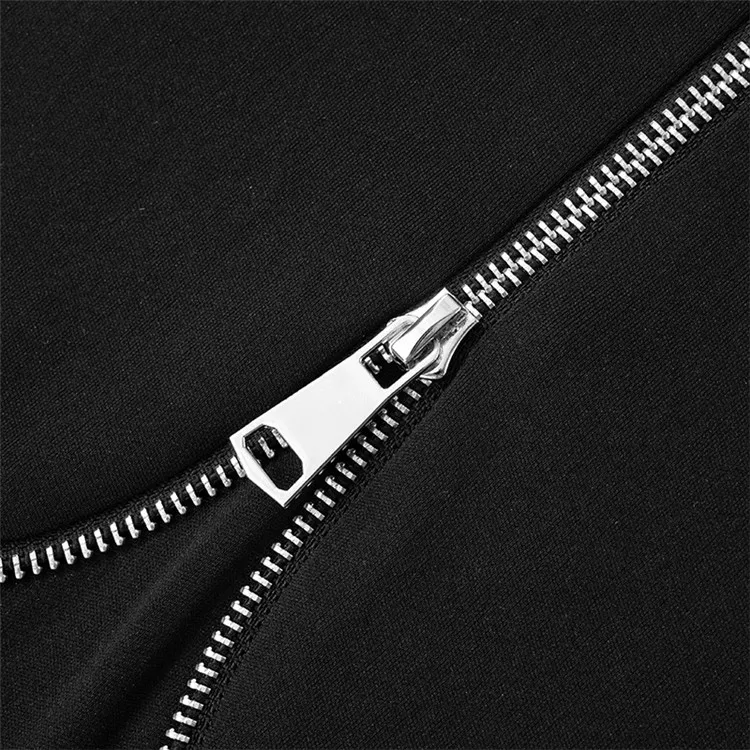 MS210-fashion black bodycon dress zipper summer dresses women 2024