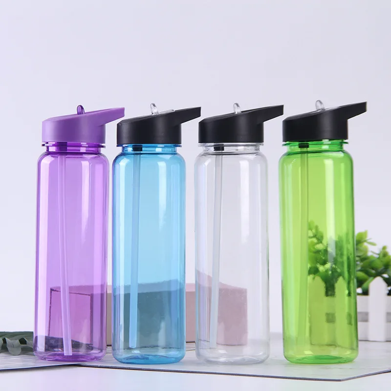 Outdoor sports custom 700ml portable clear drinking cup jug bpa free reusable travel plastic water bottle with handle/straw