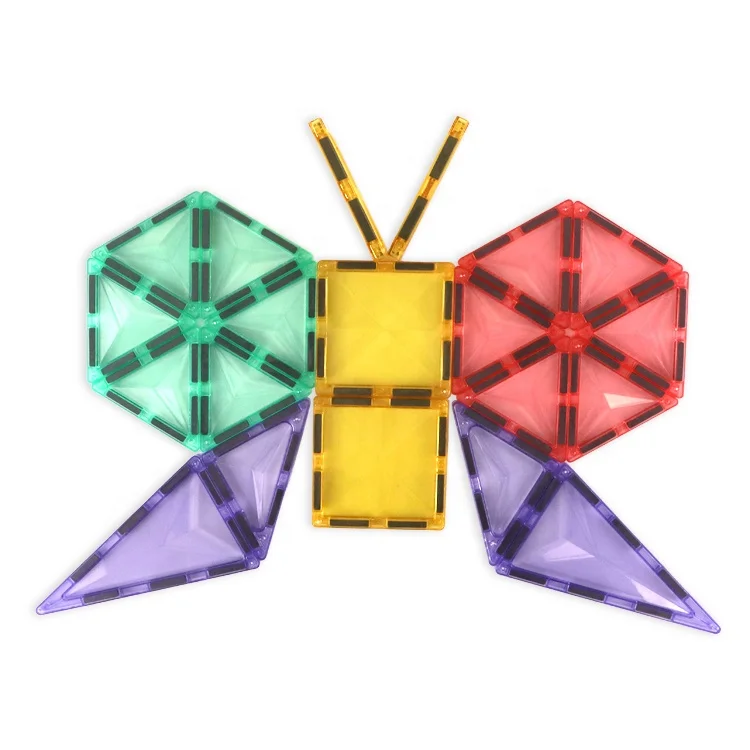 2024 New Style OEM ODM customized 3D Diamond Colorful Plastic Magnetic Blocks magnetic tiles for kids picasso  magnetic tile toy