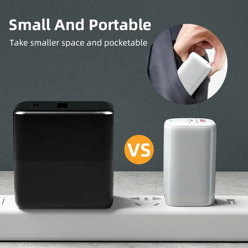 Hot Selling 65W GaN Type-c Charger Quick Charge QC3 Wall PD Charger 3 Ports Universal Wall Charger 20V Power Adapter