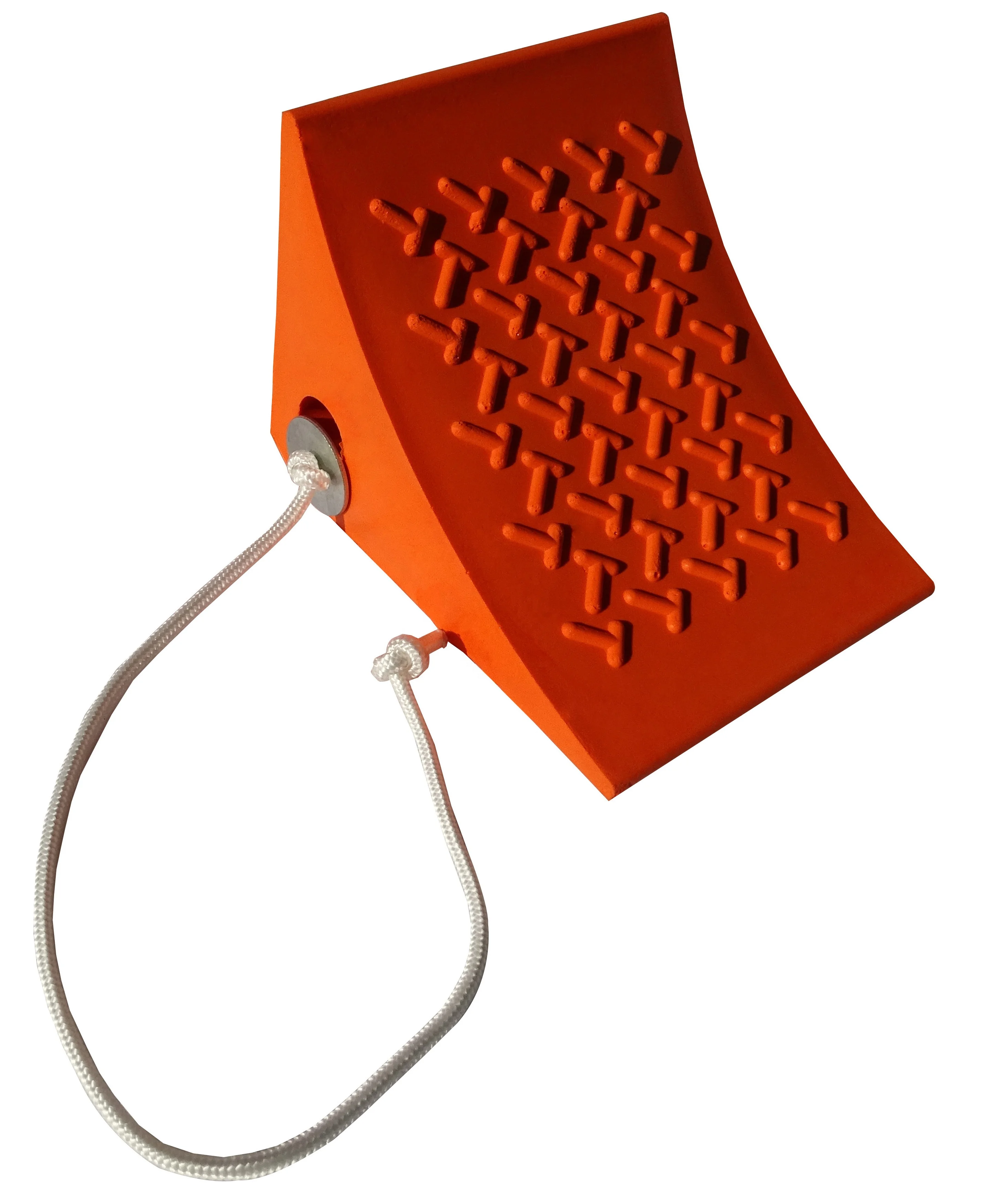 Orange PU Safety Urethane Wheel Chock For 5 Tons UWC01 Light Weight Car Trailer Truck Wheel Chocks