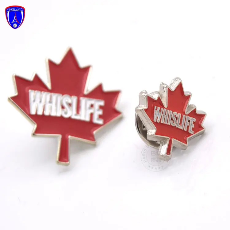 Индивидуальный значок с канадским Кленовым листом Whislife металлическая Посеребренная жесткая эмалированная булавка Металлическая Булавка для лацкана без минимального значения