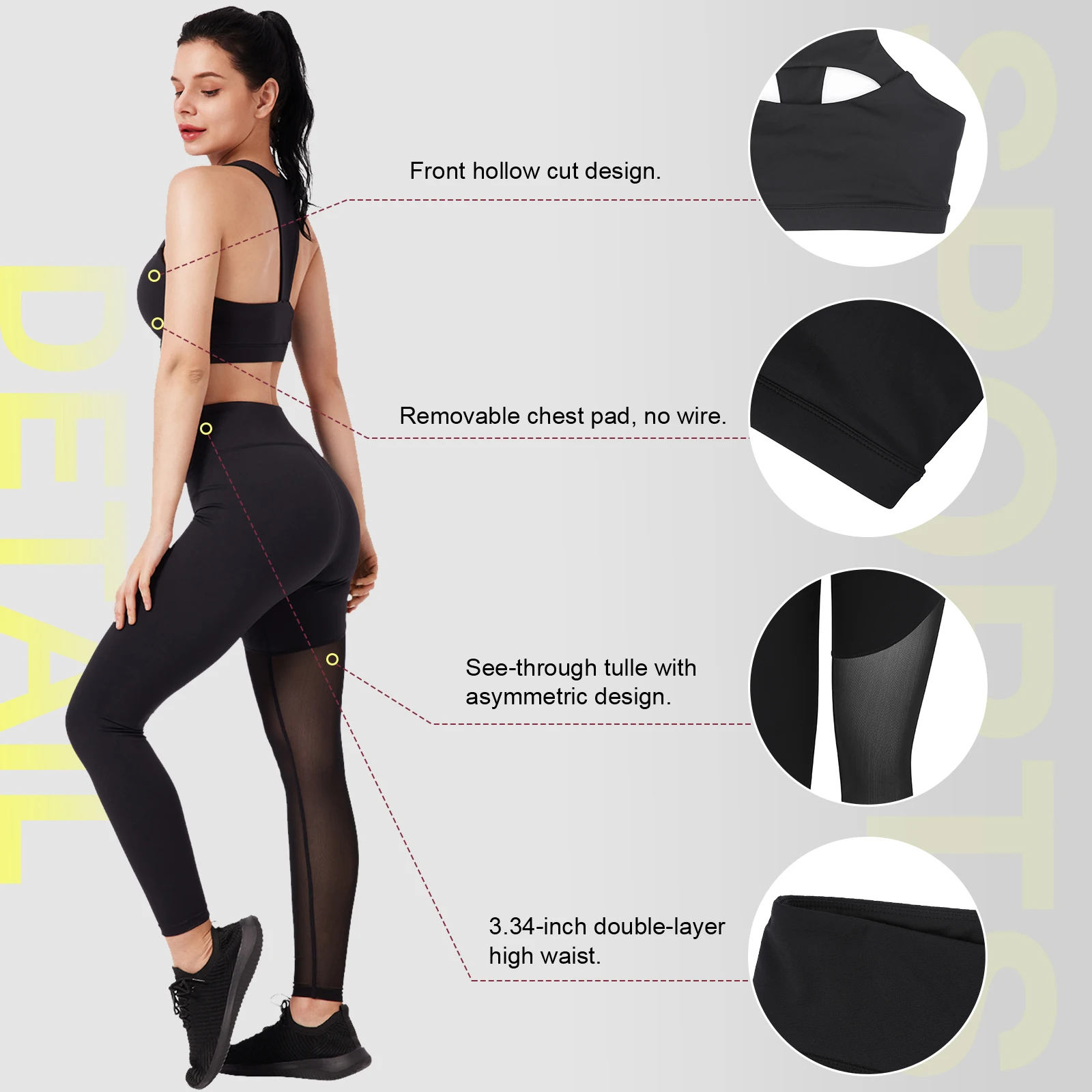 HEXIN new design custom logo women high waist sports fitness yoga wear gym fitness sets