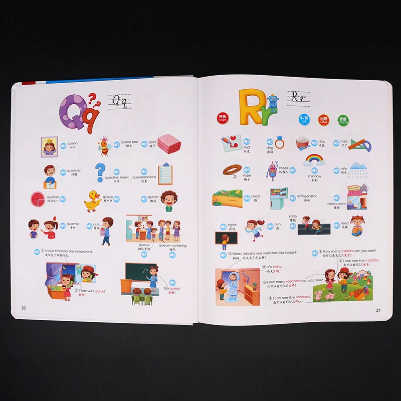 Early educational abc sound book colorful  music book for teaching