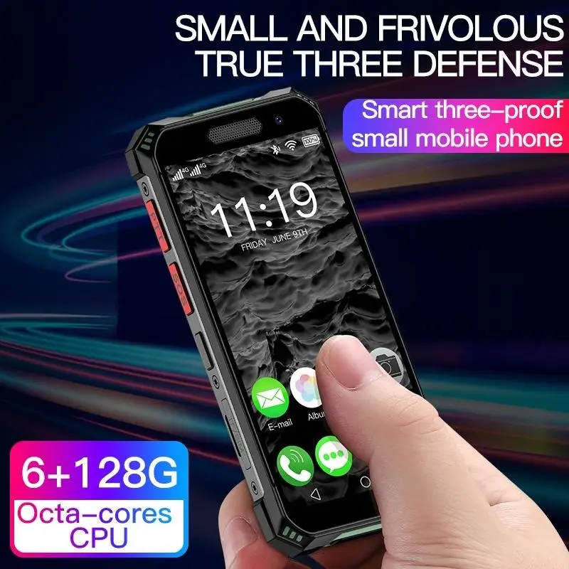 SOYES S10 Max 4G Mini Rugged Global 4G LTE Smart Phone 4GB+128GB IP68 Fingerprint Face ID Unlock PTT Mobile Phone