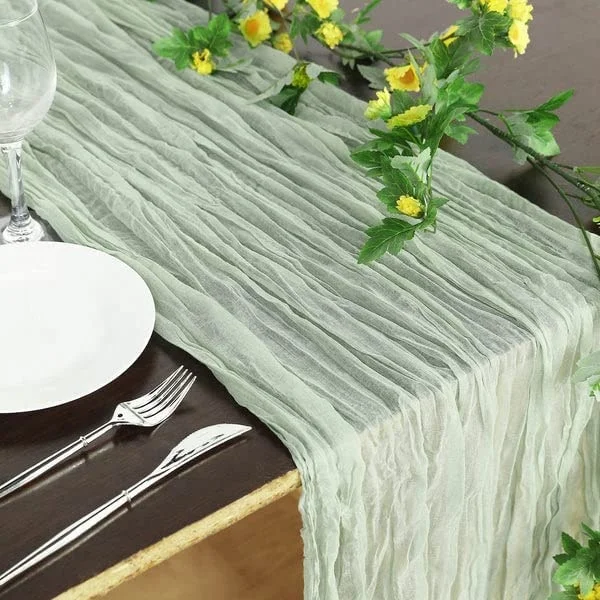 28 x 120 inches gauze fabric boho wedding arbor decor sage green cheesecloth table runner